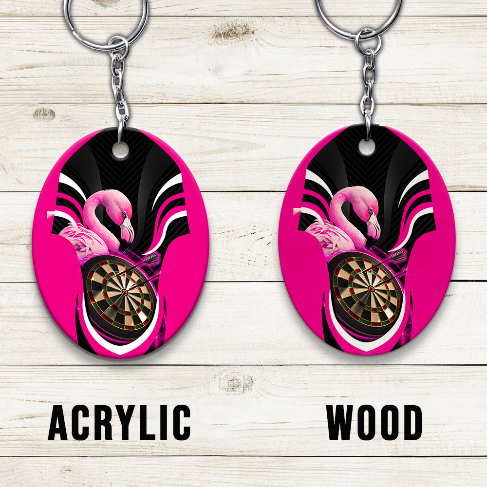 Pink Bullseye Dartboard Flamingo And Darts Keychain For Dart Team Play