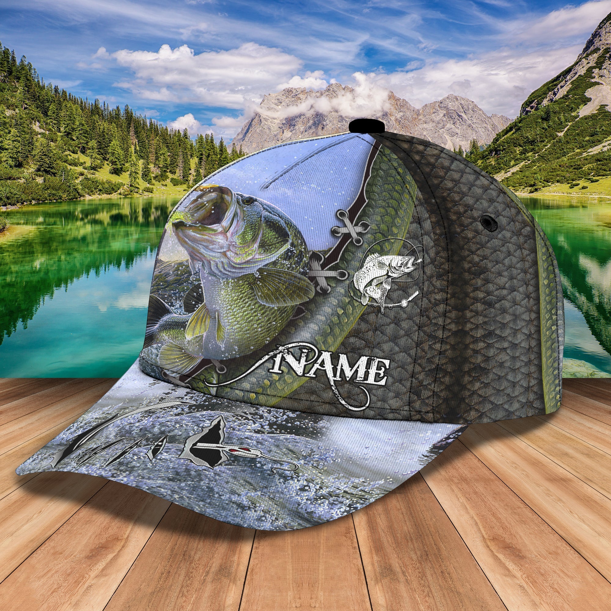 Bass Fishing - Personalized Name Cap 9