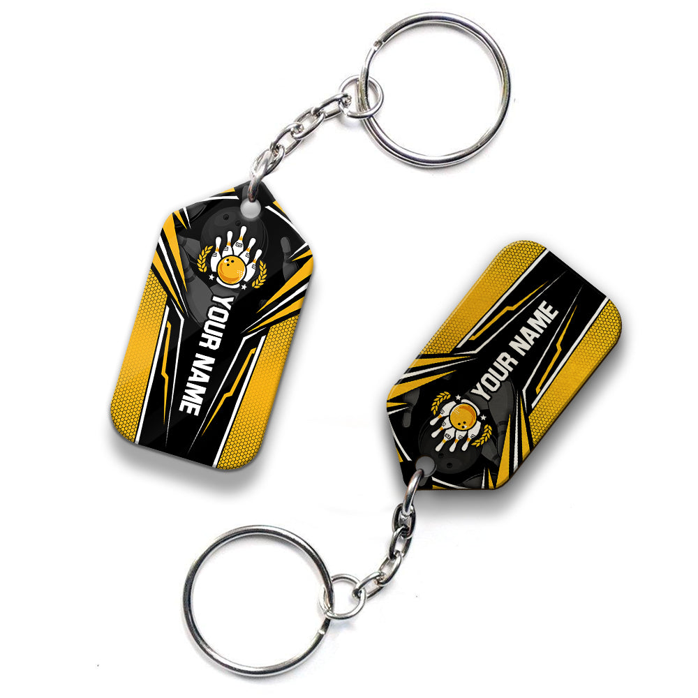 Yellow Bowling You Don't Have To Be Crazy Personalized Name 3D Keychain Gift For Bowler