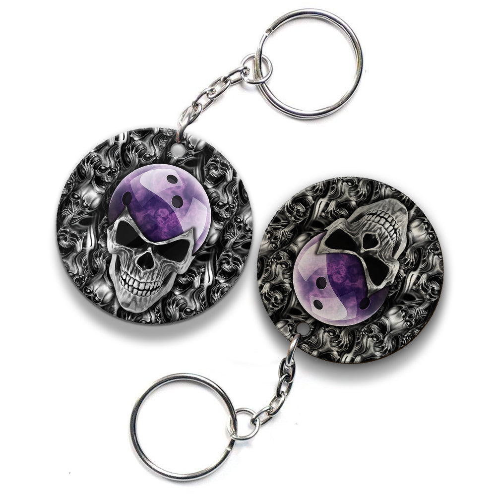 Purple Skull Bowling Ball Keychain