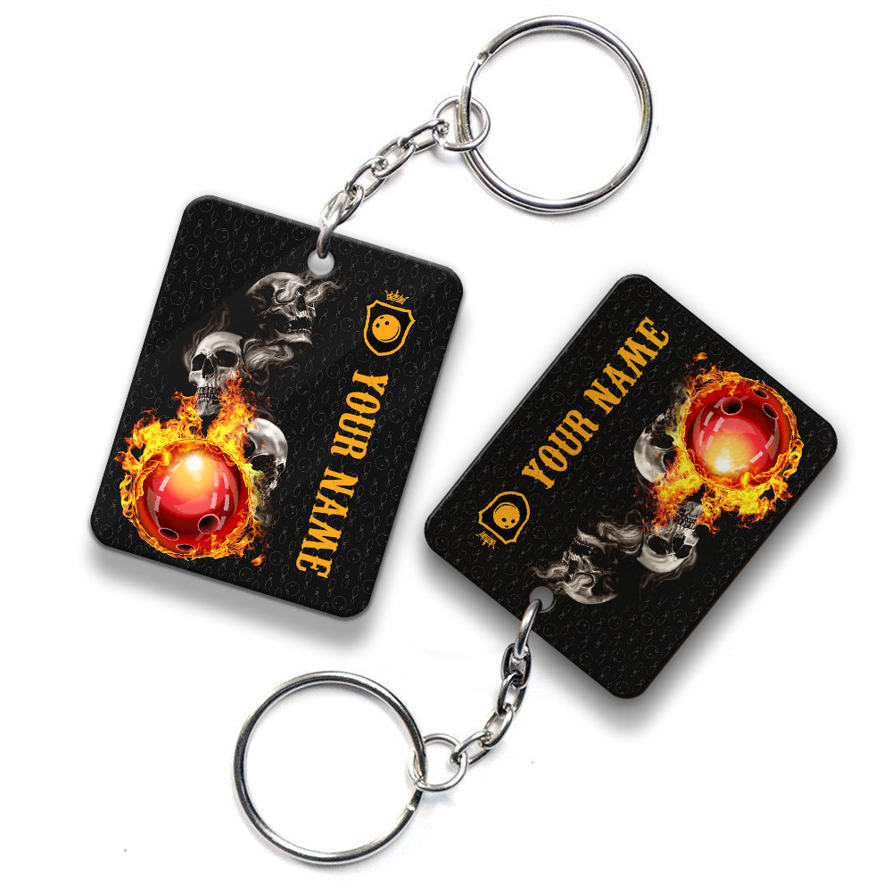 Bowling Skull Hello Darkness My Old Friend Personalized Name Keychain Gift For Bowler