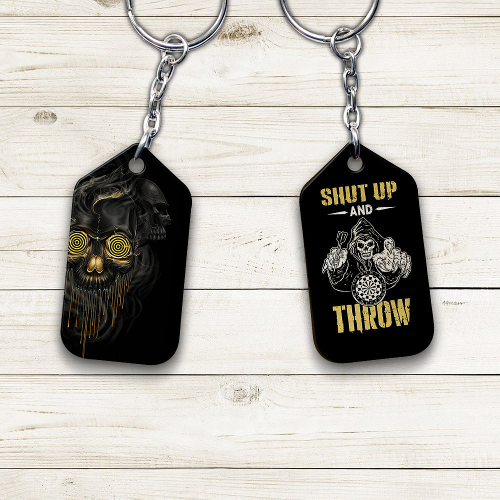 Shut Up And Bowl Golden Skull Keychain Gift For Bowler