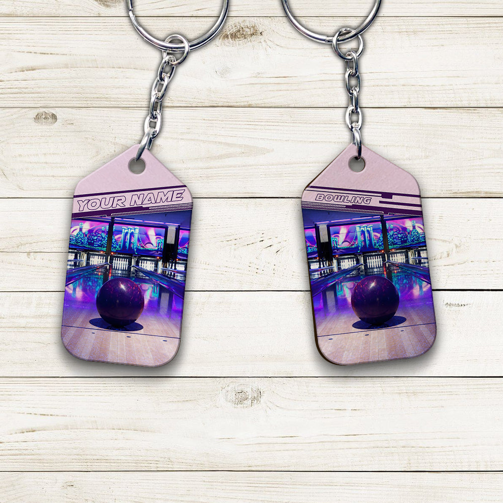 Purple Bowling Ball Personalized Name 3D Keychain