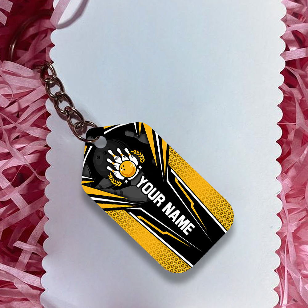 Yellow Bowling You Don't Have To Be Crazy Personalized Name 3D Keychain Gift For Bowler