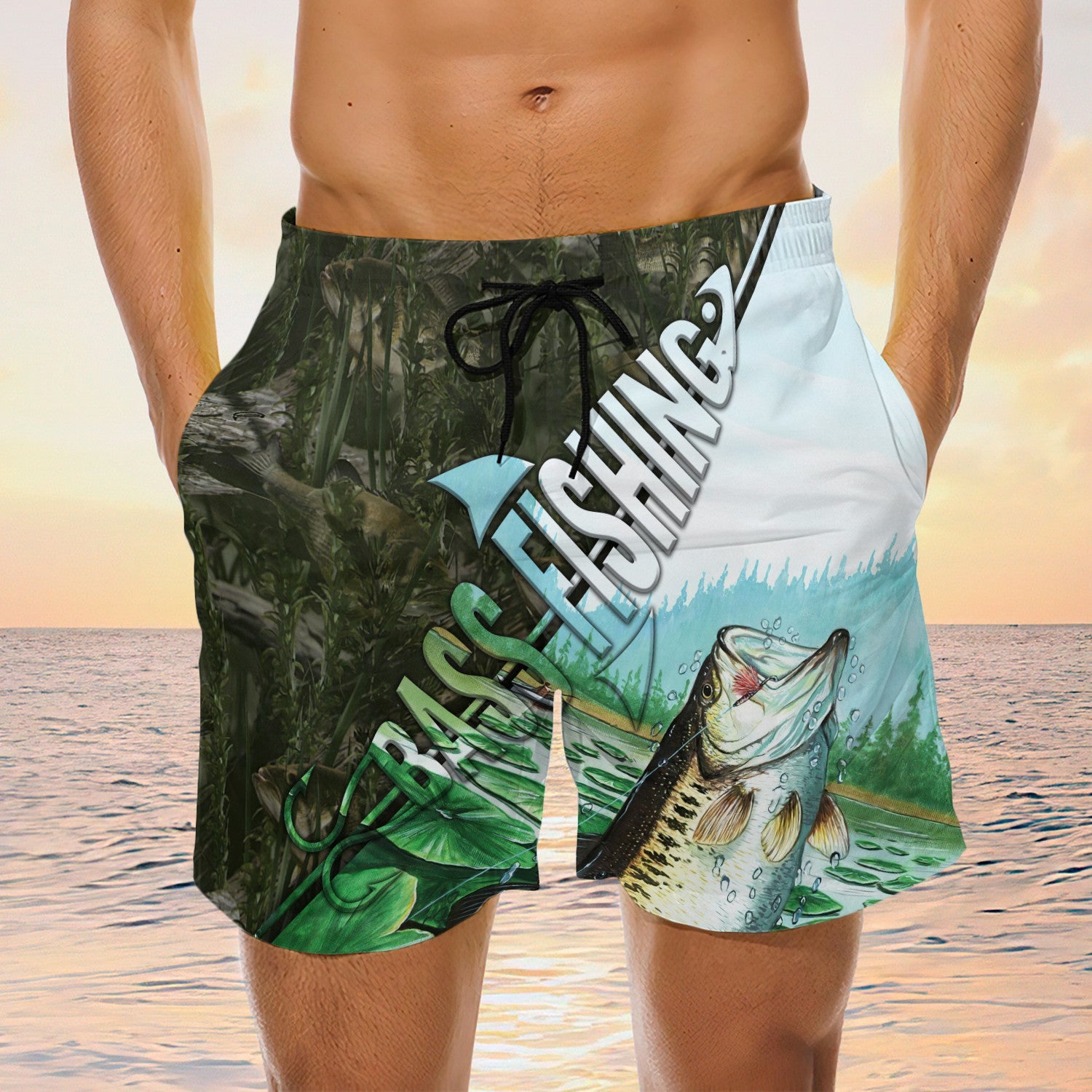 Funny Men Fishing Beach Shorts Bass Fishing