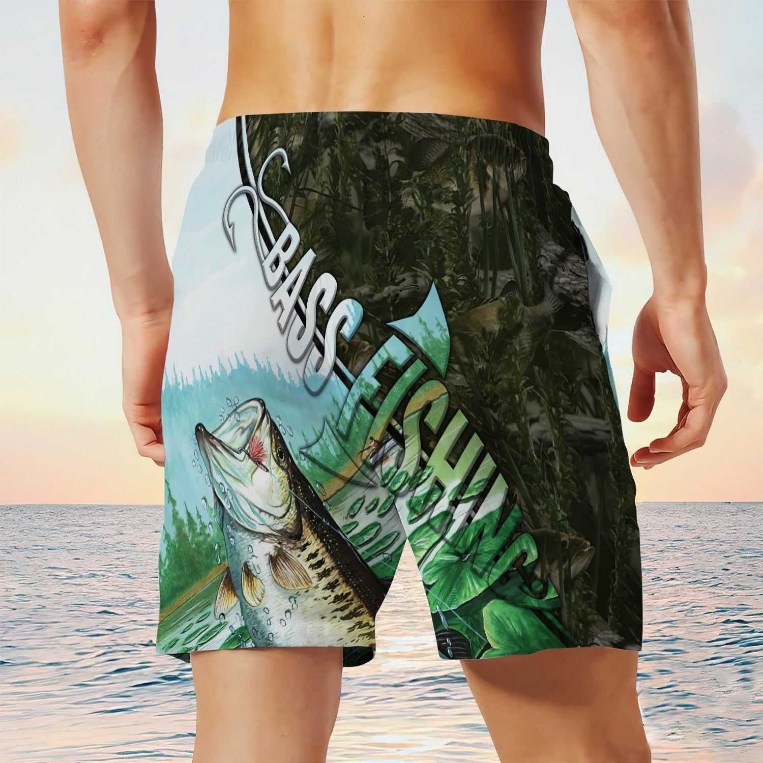 Funny Men Fishing Beach Shorts Bass Fishing