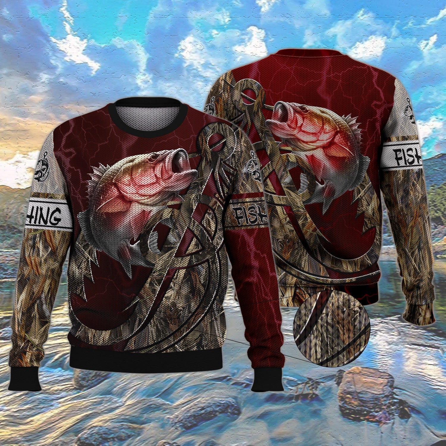 Bass Fishing Red 3D Full Print Shirts, Unique Design for Anglers, Perfect Gift for Bass Fishing Enthusiasts!
