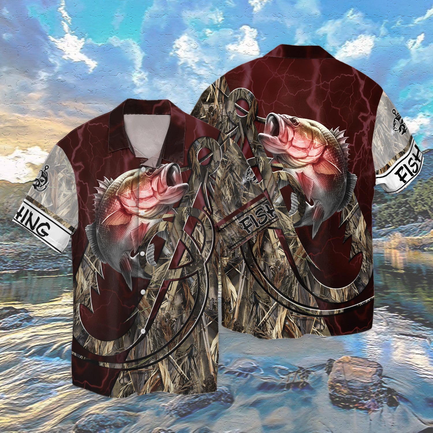 Bass Fishing Red 3D Full Print Shirts, Unique Design for Anglers, Perfect Gift for Bass Fishing Enthusiasts!