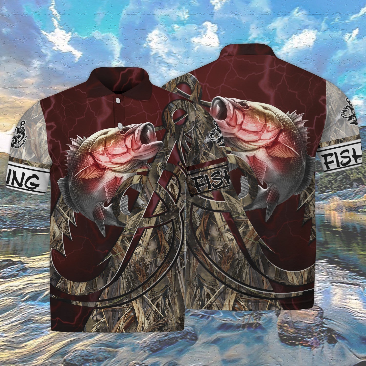 Bass Fishing Red 3D Full Print Shirts, Unique Design for Anglers, Perfect Gift for Bass Fishing Enthusiasts!