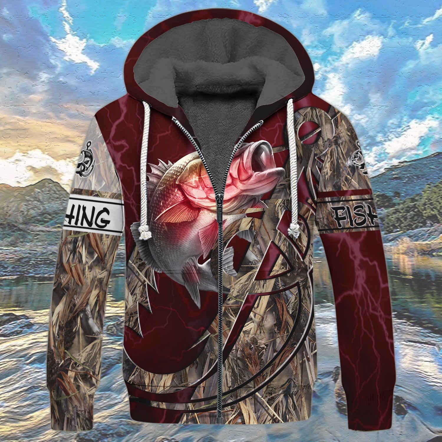 Bass Fishing Red 3D Full Print Shirts, Unique Design for Anglers, Perfect Gift for Bass Fishing Enthusiasts!