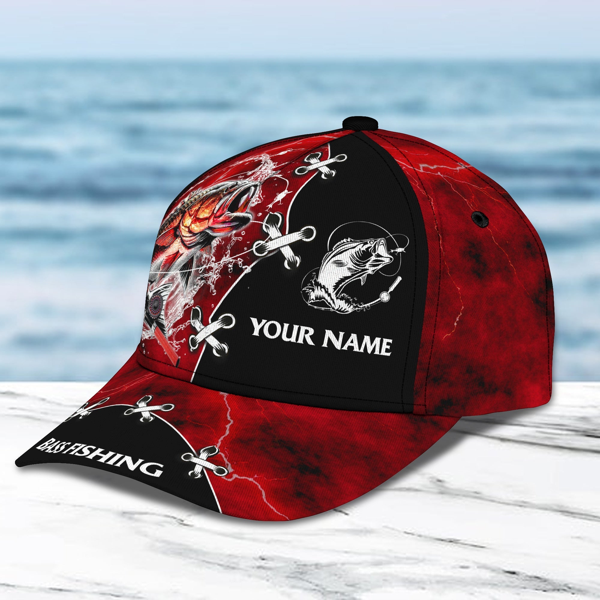 Bass Fishing Personalized Name 3D Classic Cap