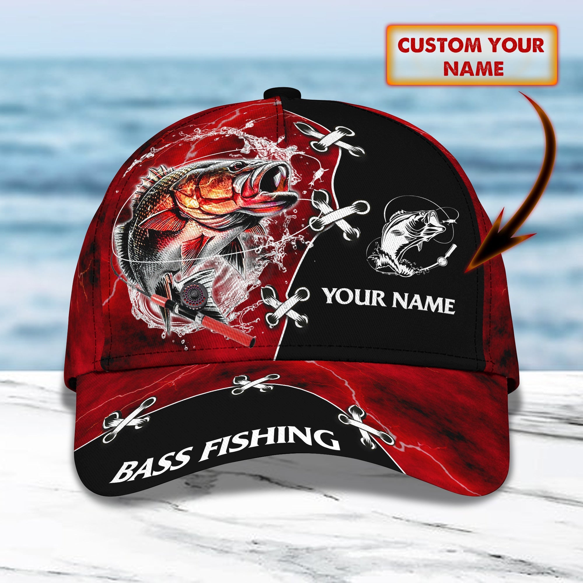 Bass Fishing Personalized Name 3D Classic Cap