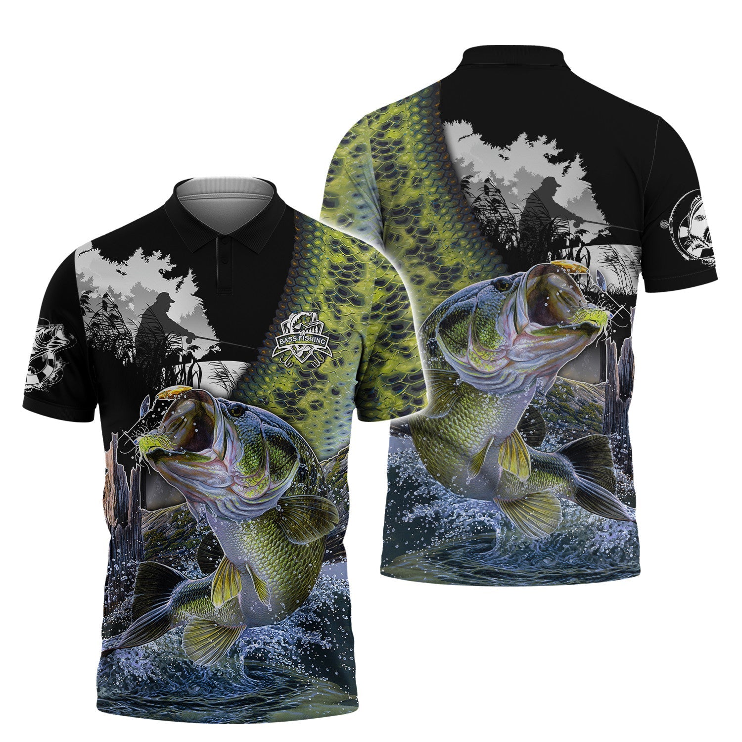Bass Fishing Shirt Bass Shirts for Men Fish 3D Printed Green Fishing Hoodie Tshirt