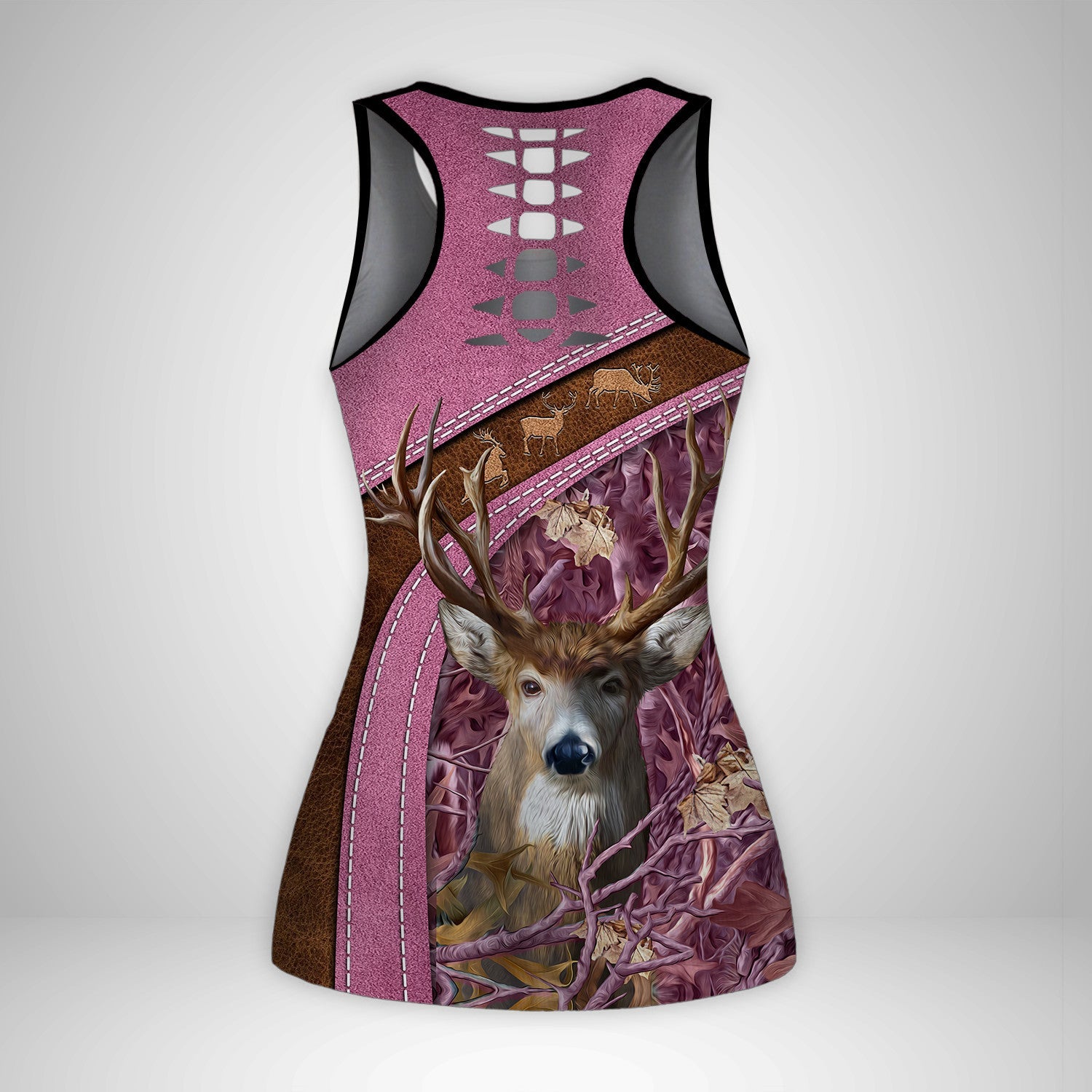 Country Girl Tank Top Pink Hunting Pattern 3D Back Hollow Tank Top 01