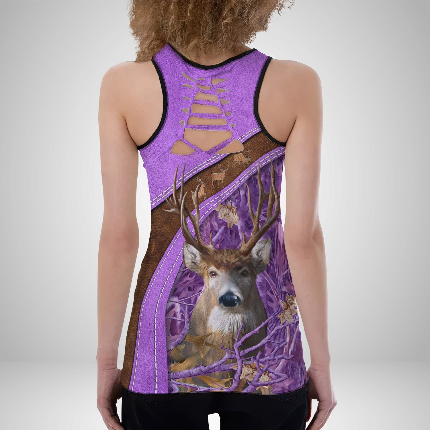 Country Girl Tank Top Pink Hunting Pattern 3D Back Hollow Tank Top 03