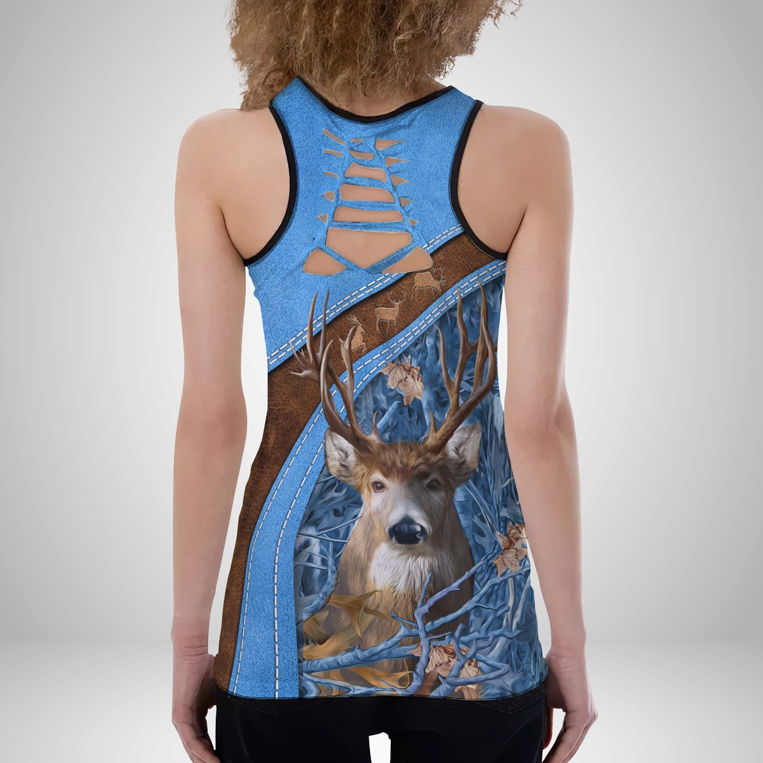 Country Girl Tank Top Pink Hunting Pattern 3D Back Hollow Tank Top 04