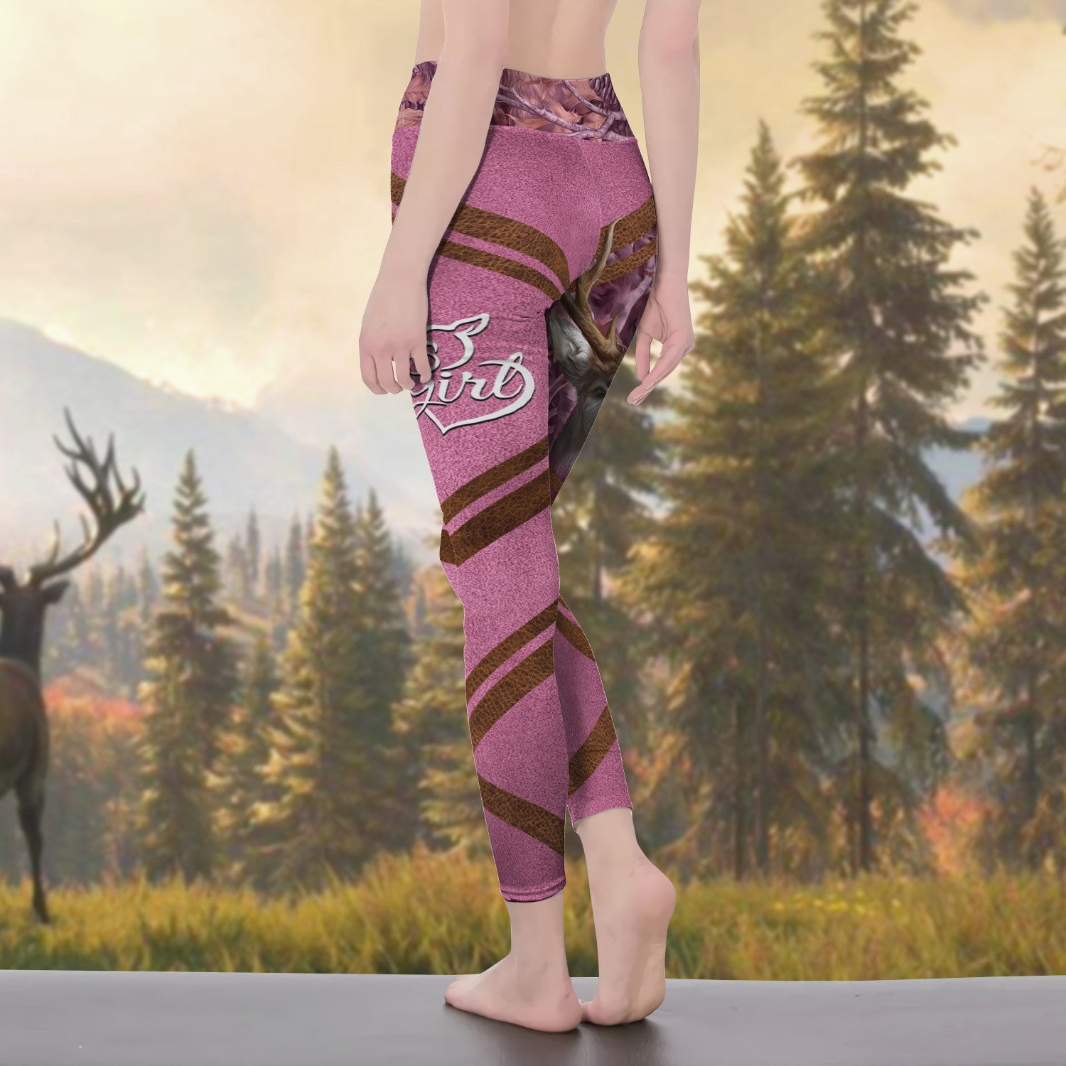Country Girl Legging Pink Hunting Pattern 3D Legging 01