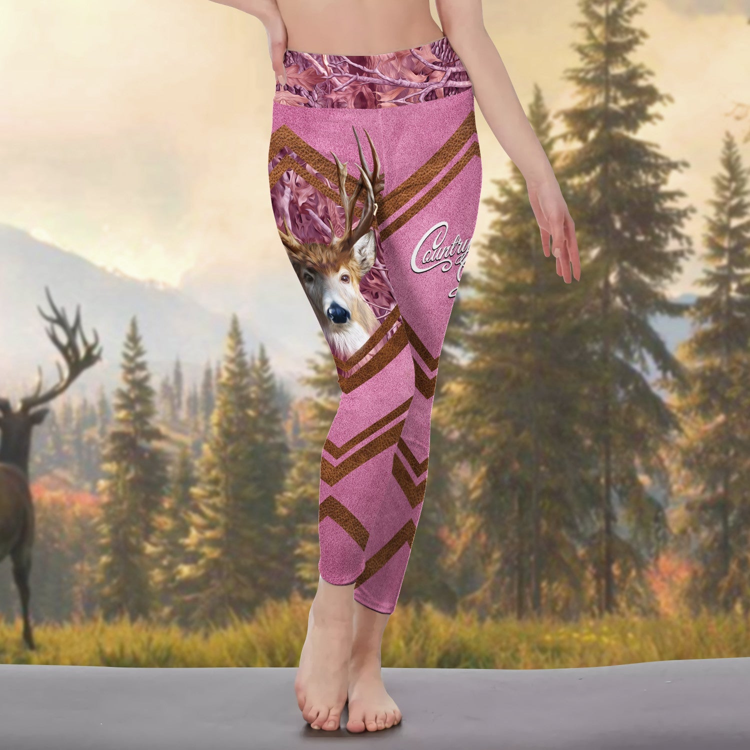 Country Girl Legging Pink Hunting Pattern 3D Legging 01