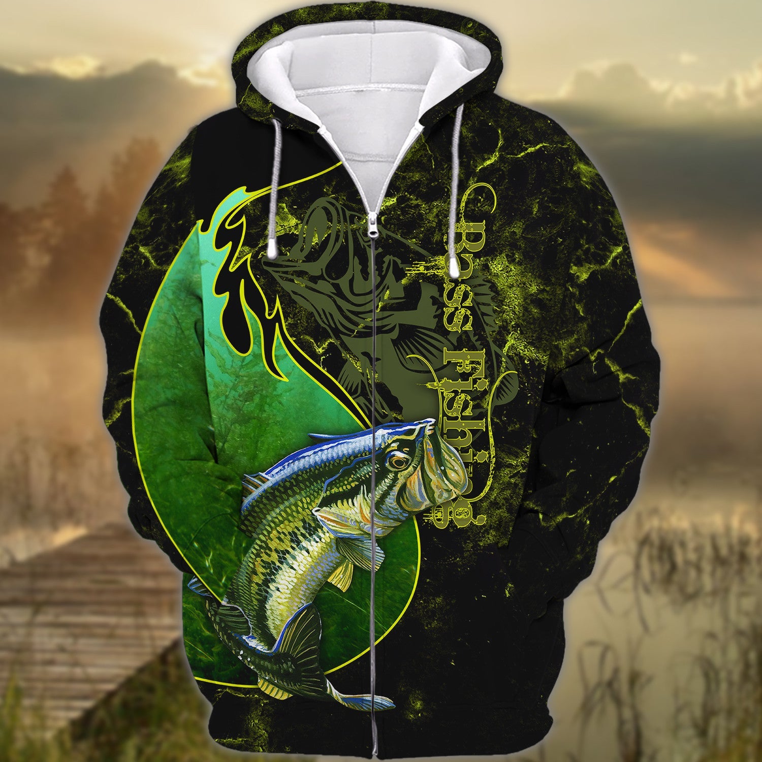 Bass Fishing Underwater Yinyang Camo 3D Print Shirts