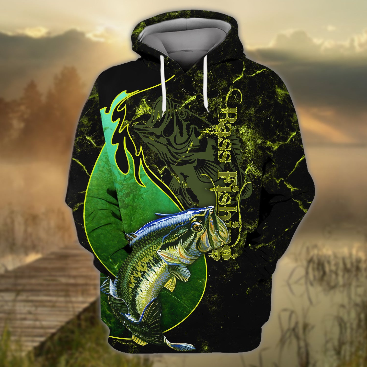 Bass Fishing Underwater Yinyang Camo 3D Print Shirts