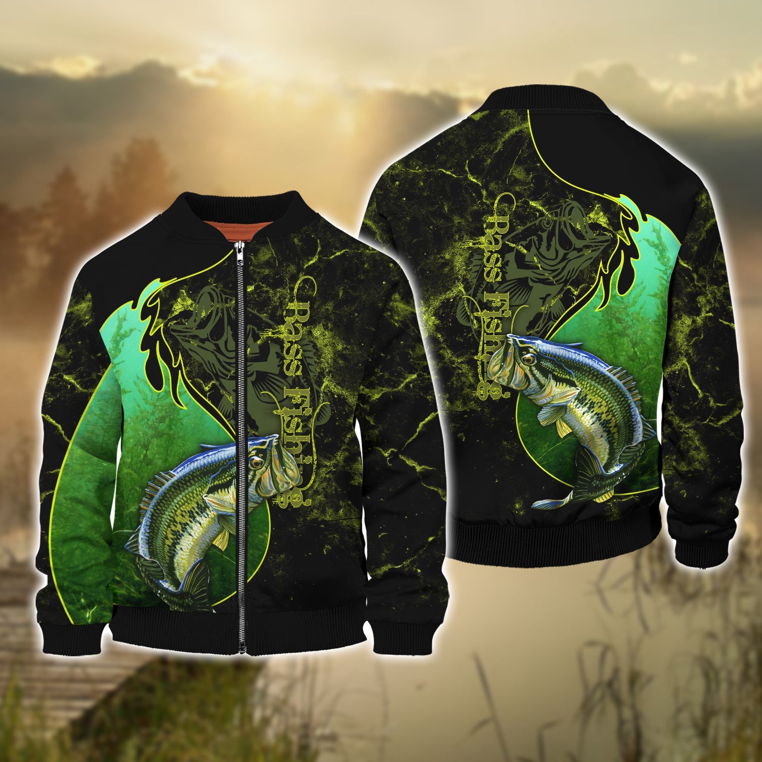 Bass Fishing Underwater Yinyang Camo 3D Print Shirts