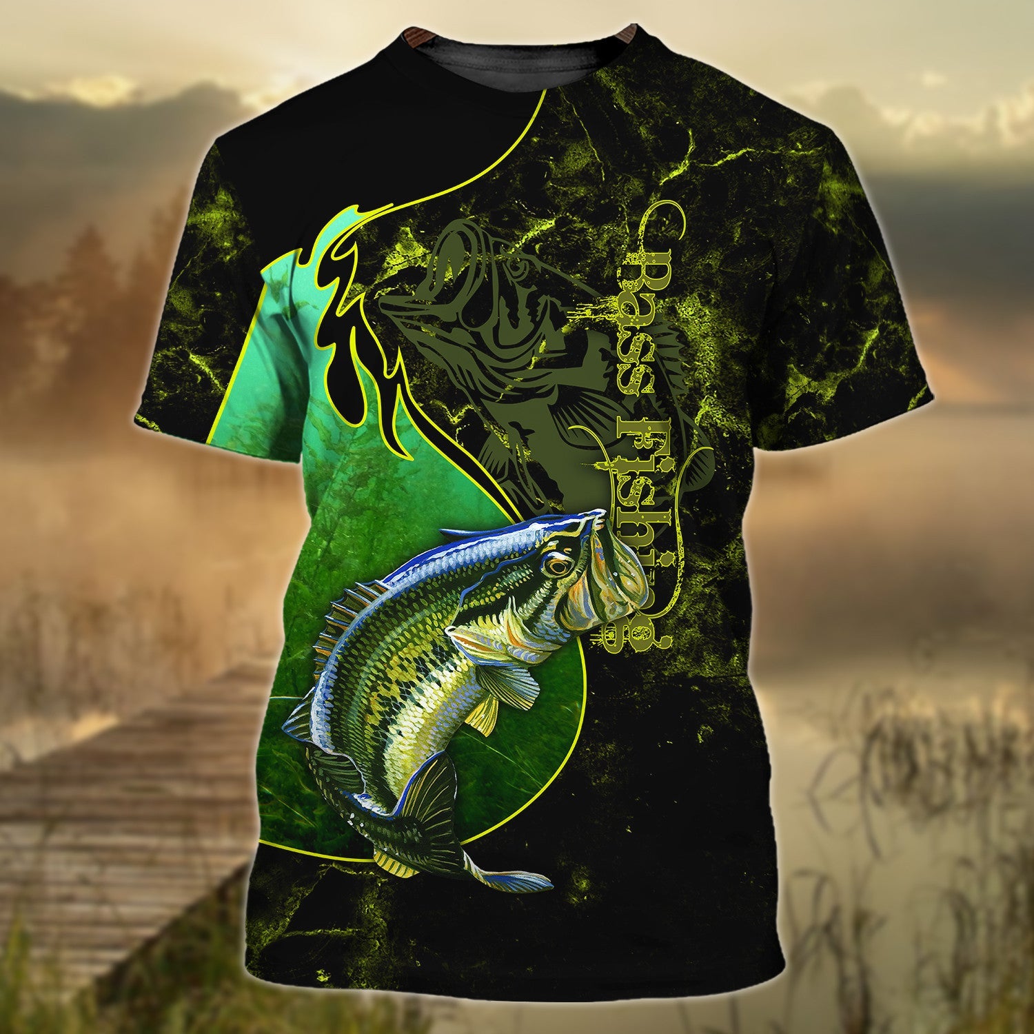 Bass Fishing Underwater Yinyang Camo 3D Print Shirts