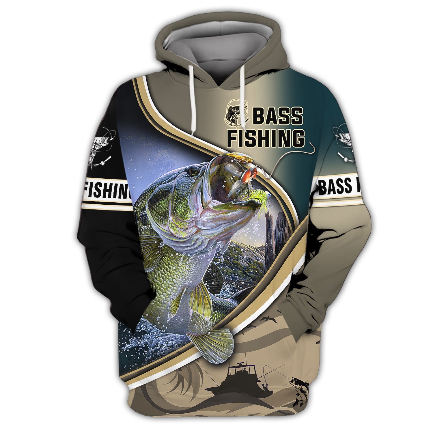 Bass Fishing Hooked 3D Hoodie Tshirt