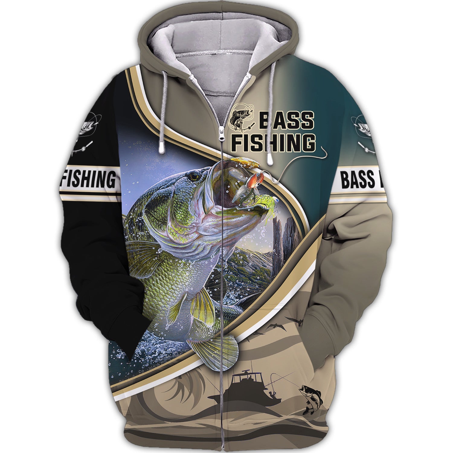 Bass Fishing Hooked 3D Hoodie Tshirt