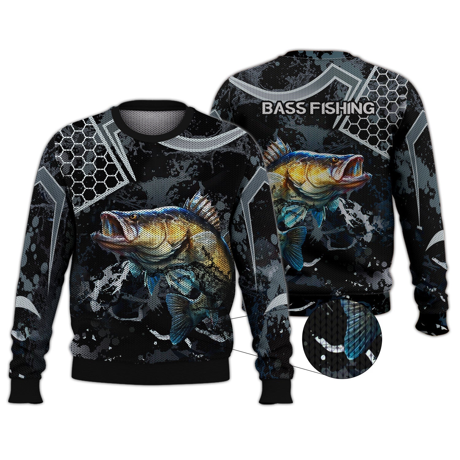 Bass Fishing Black 3D Hoodie Shirt For Men Hunting Life Hoodie Gifts