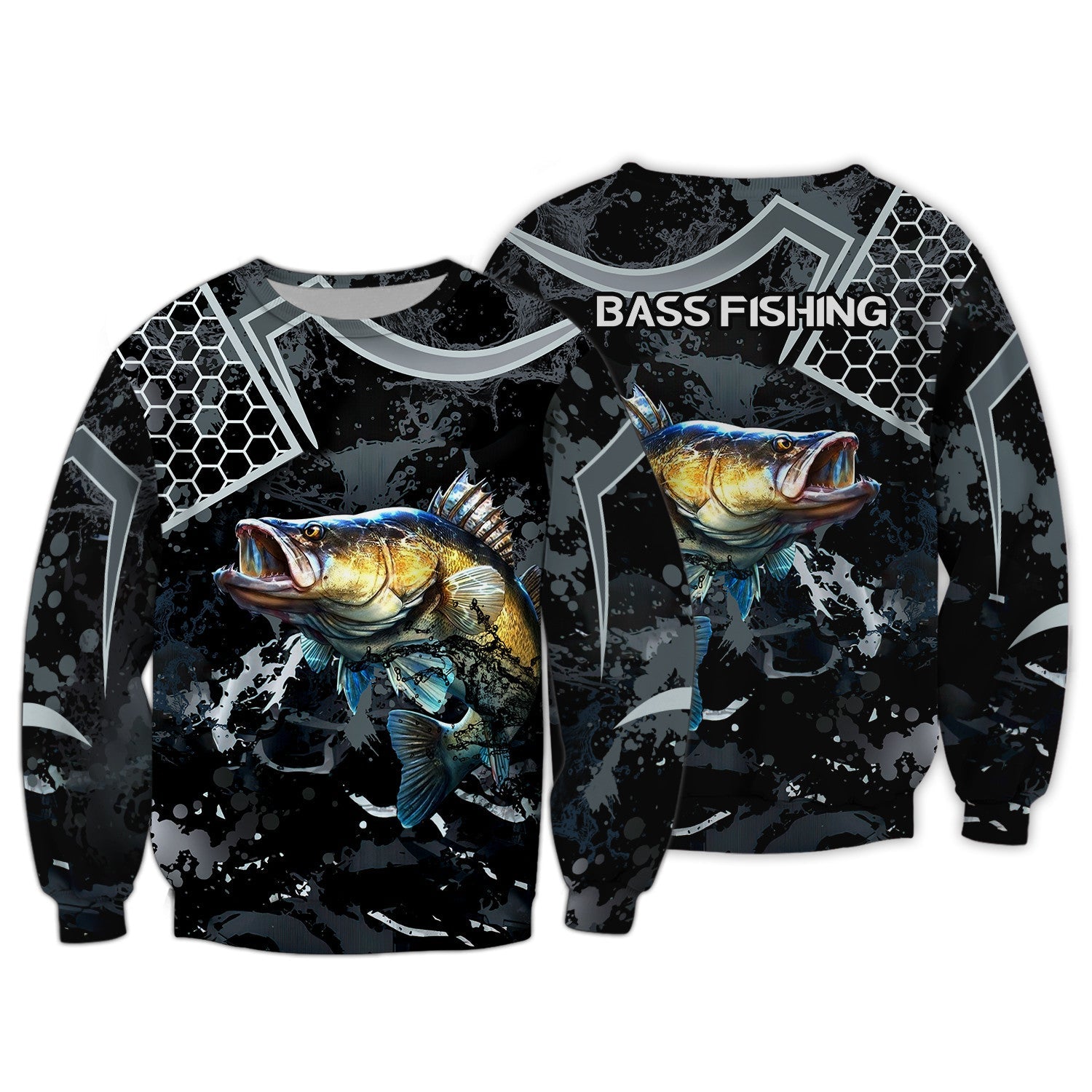 Bass Fishing Black 3D Hoodie Shirt For Men Hunting Life Hoodie Gifts