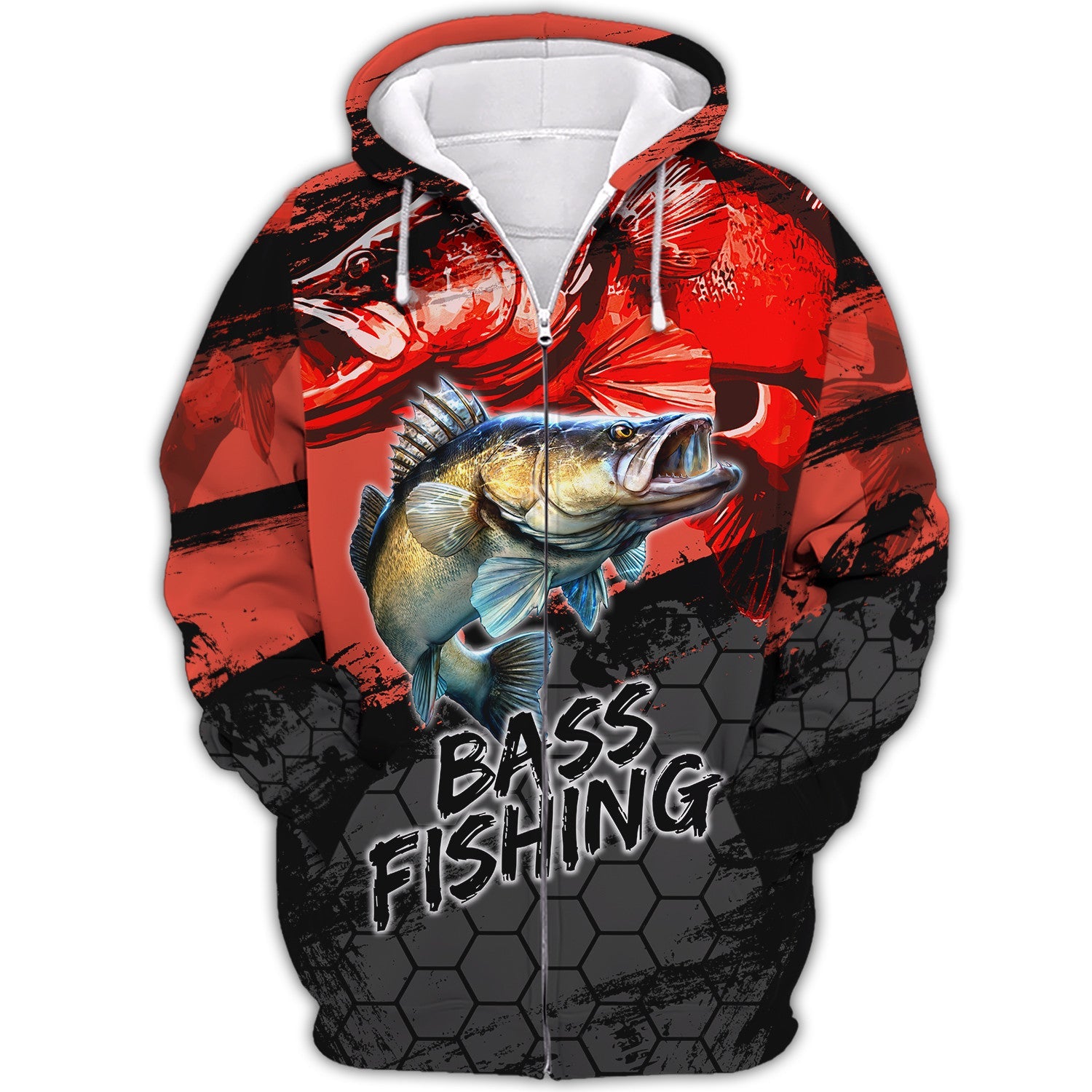 Bass Fishing Red 3D Hoodie Shirt For Men Hunting Life Hoodie Gifts