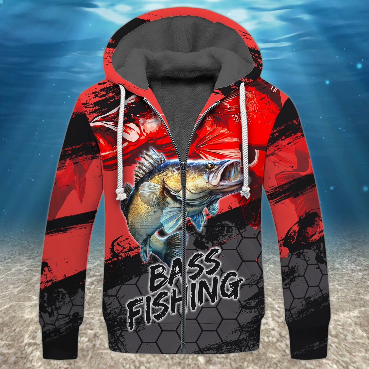Bass Fishing Red 3D Hoodie Shirt For Men Hunting Life Hoodie Gifts