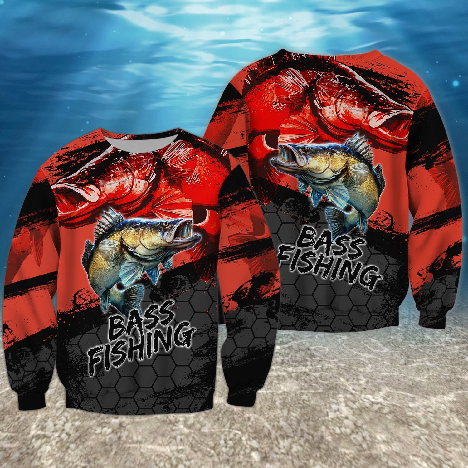 Bass Fishing Red 3D Hoodie Shirt For Men Hunting Life Hoodie Gifts