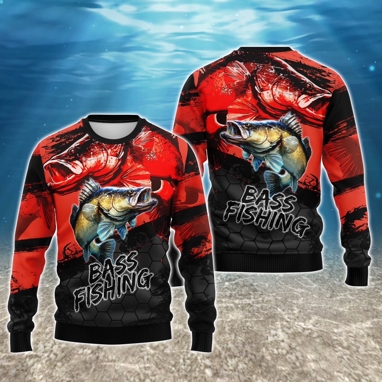 Bass Fishing Red 3D Hoodie Shirt For Men Hunting Life Hoodie Gifts