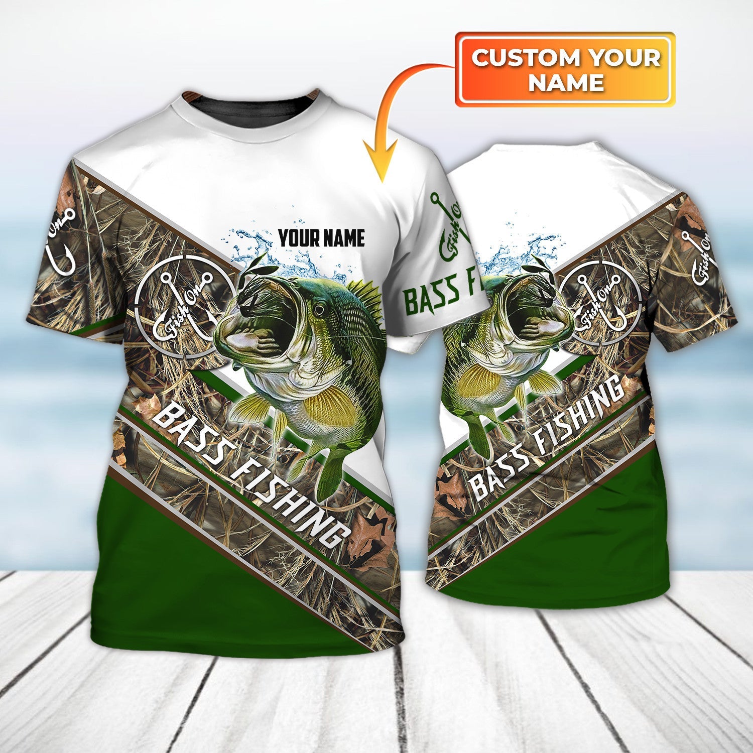 Bass Fishing, Fish On Custom Name 3D Full Print