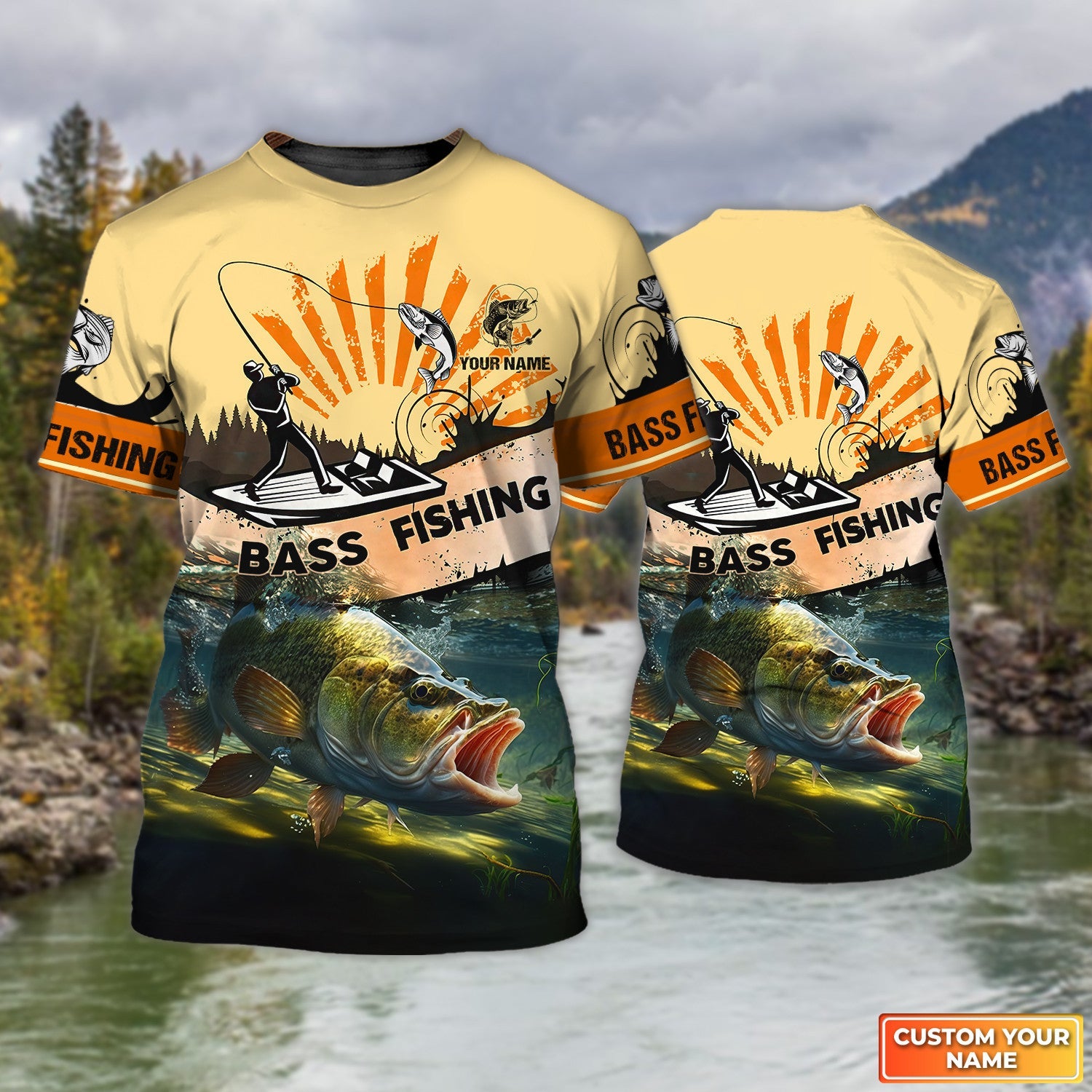 Bass Fishing Personalized Name 3D Full Print Shirts 08