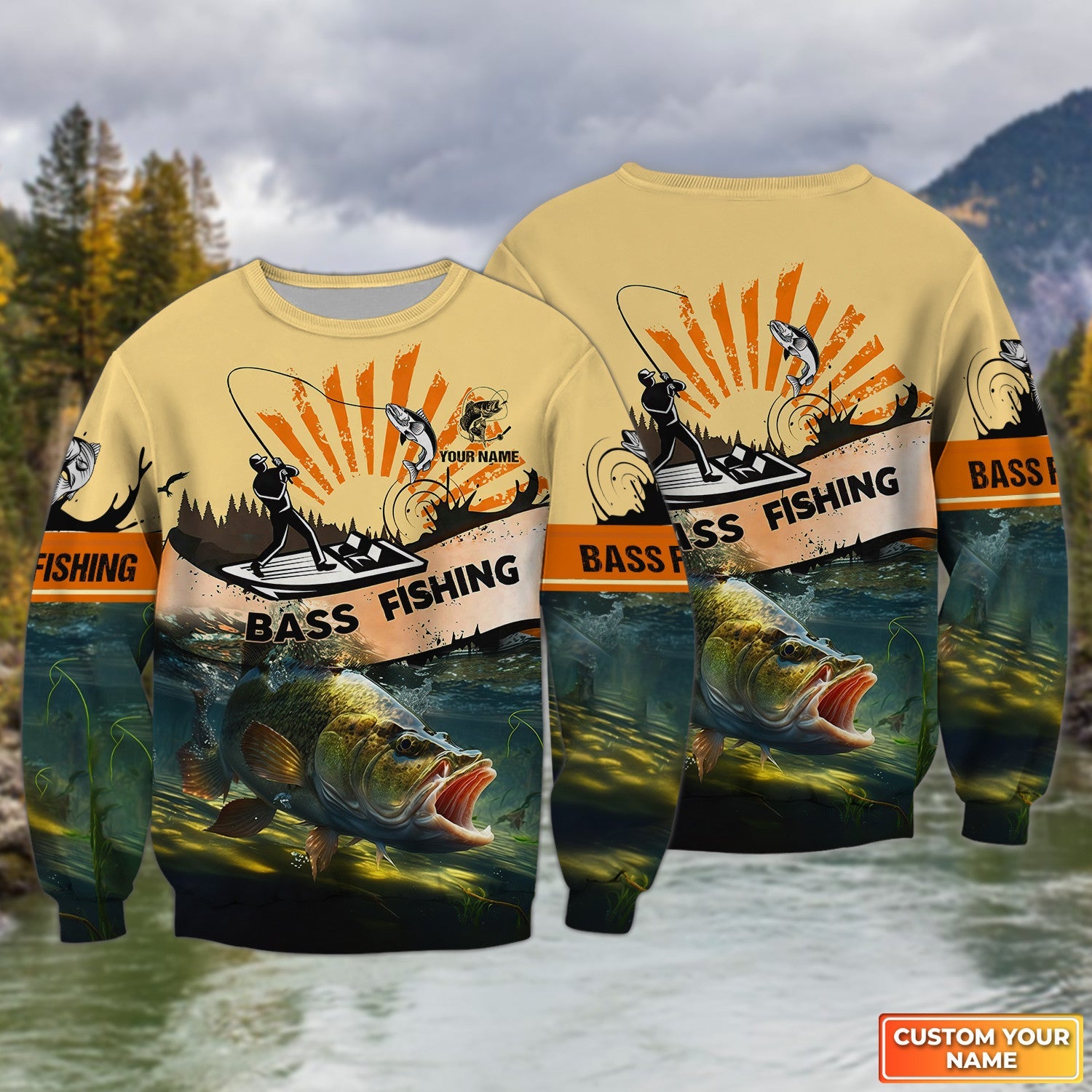 Bass Fishing Personalized Name 3D Full Print Shirts 08