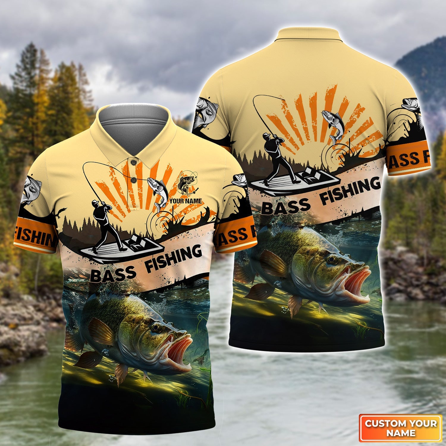 Bass Fishing Personalized Name 3D Full Print Shirts 08
