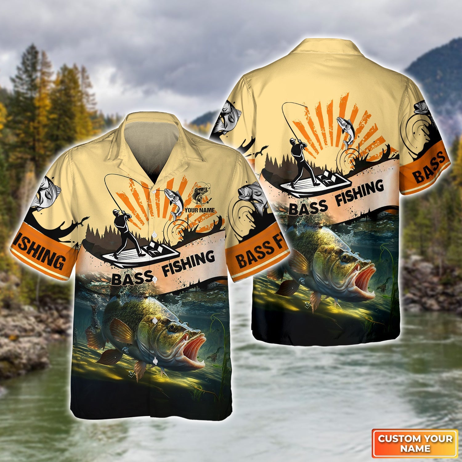 Bass Fishing Personalized Name 3D Full Print Shirts 08