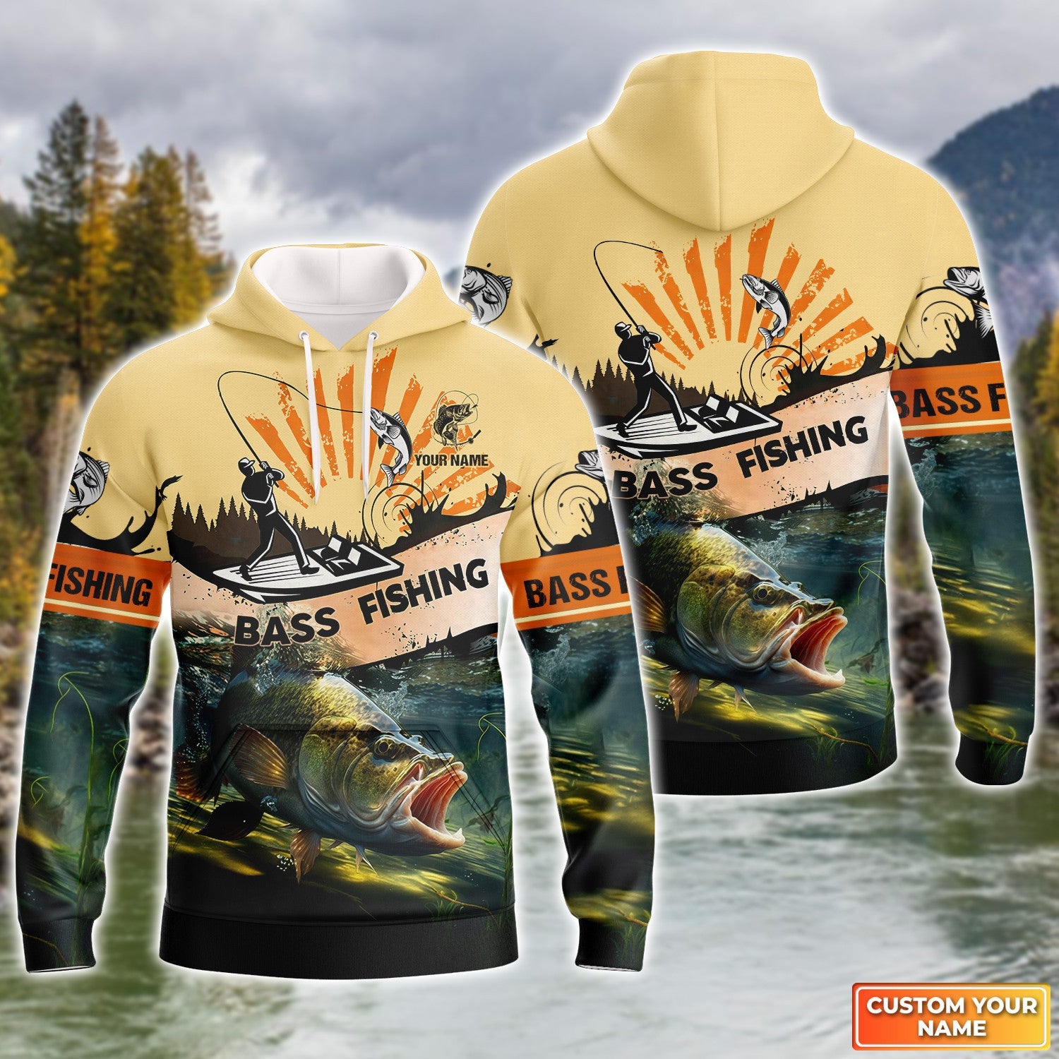 Bass Fishing Personalized Name 3D Full Print Shirts 08