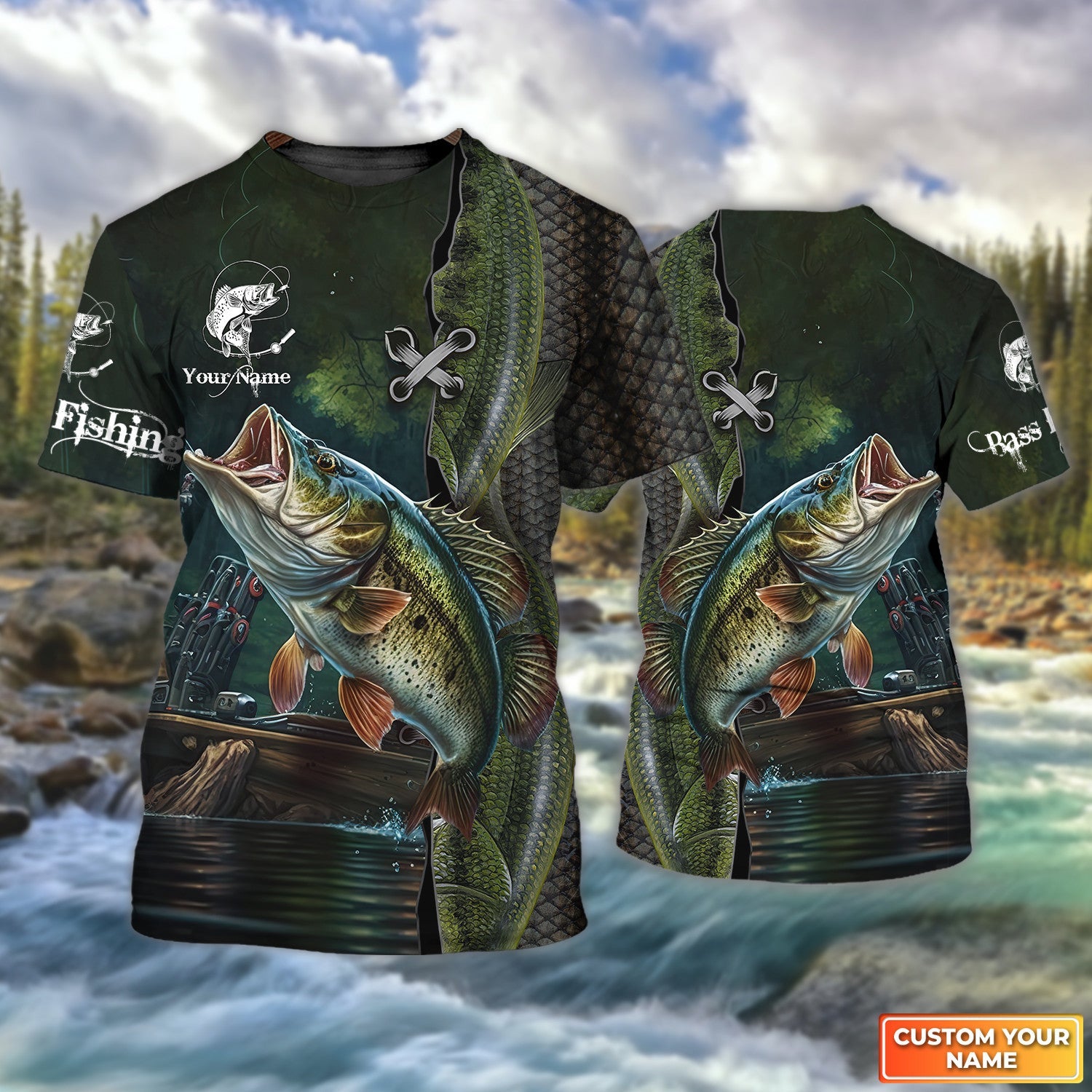 Bass Fishing Personalized Name 3D Full Print Shirts 09