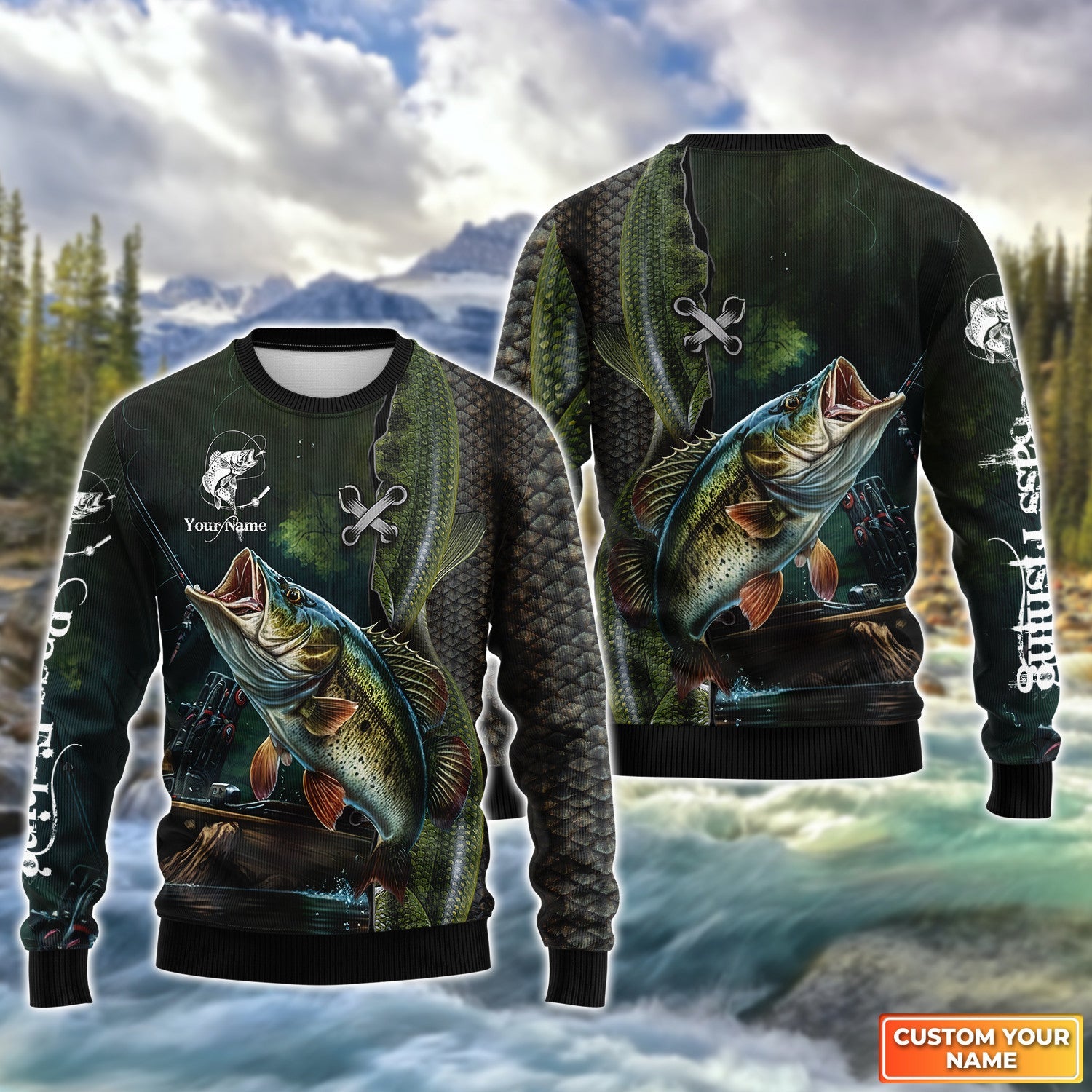 Bass Fishing Personalized Name 3D Full Print Shirts 09