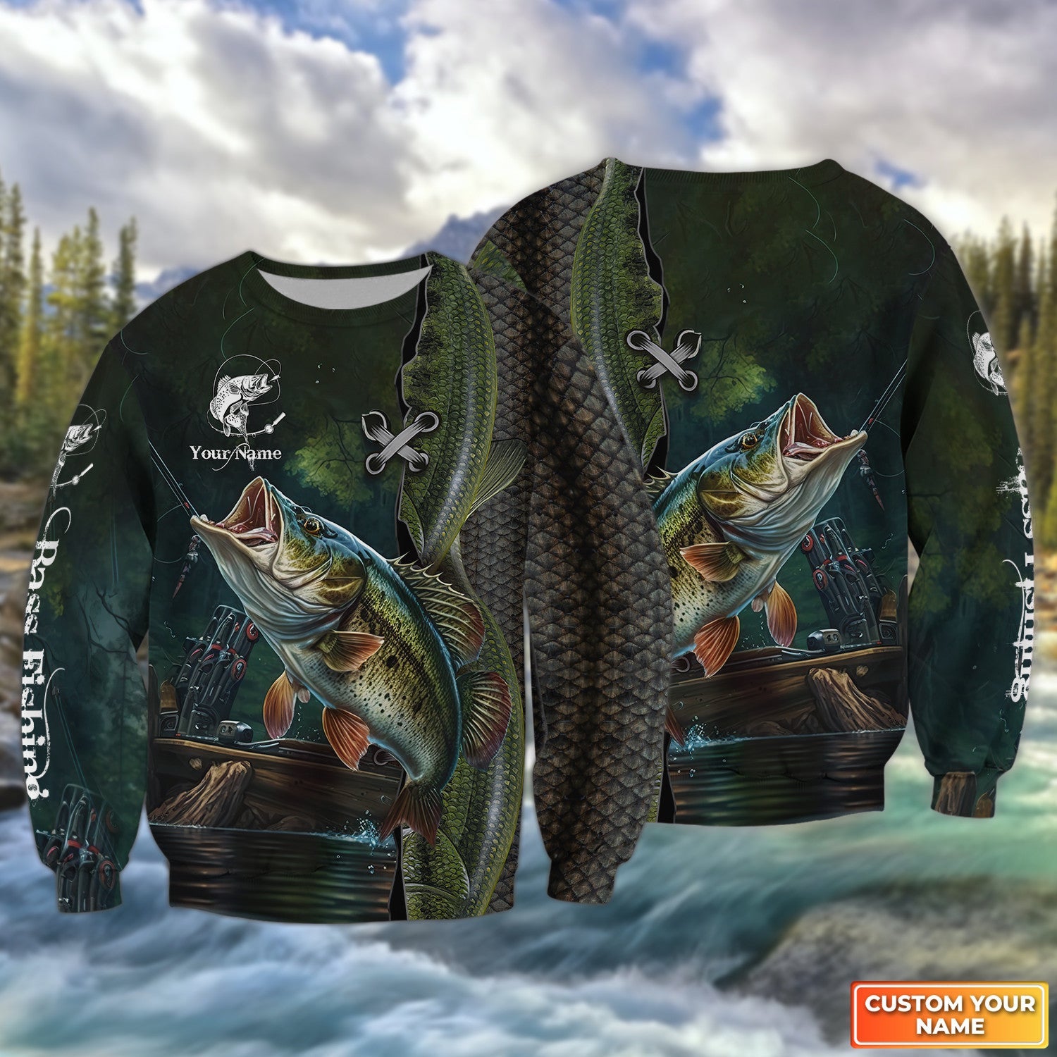 Bass Fishing Personalized Name 3D Full Print Shirts 09