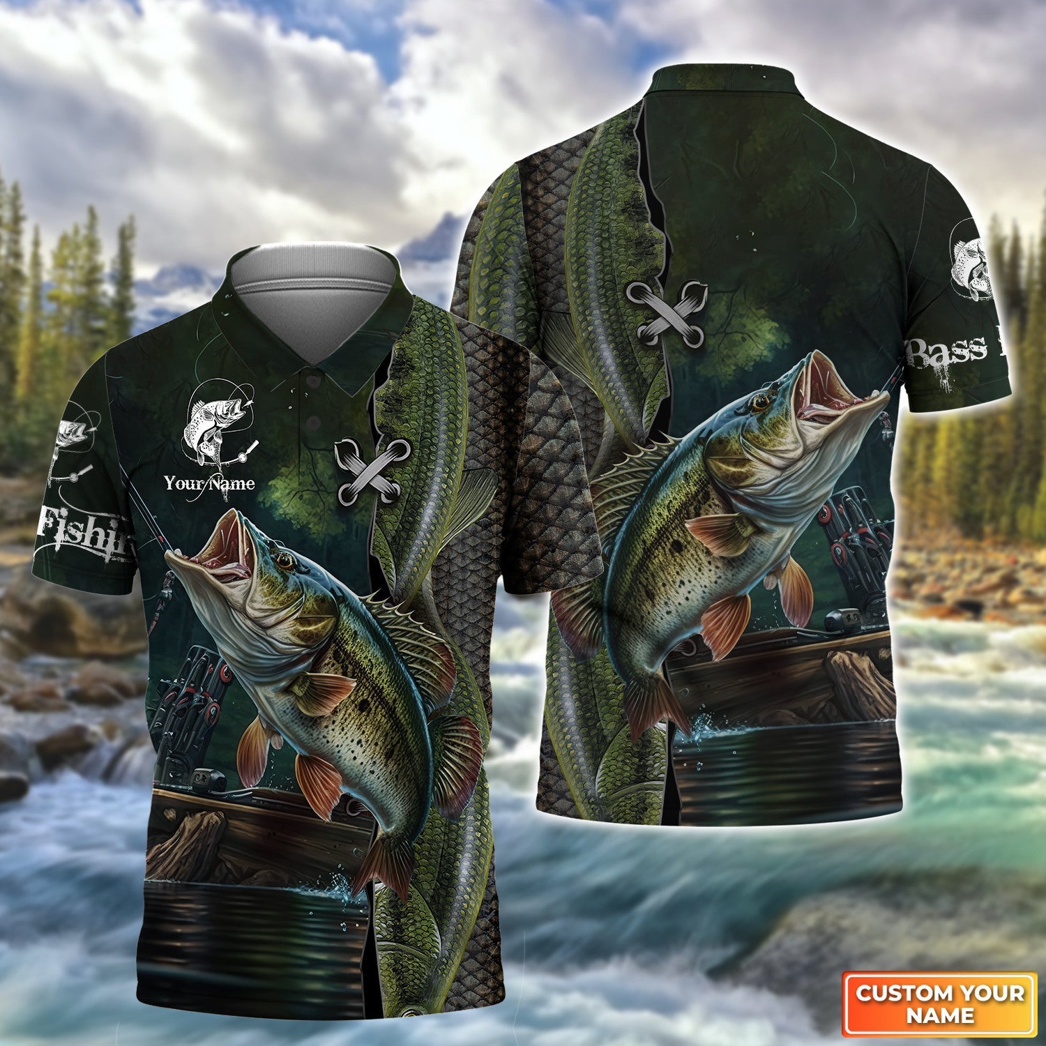 Bass Fishing Personalized Name 3D Full Print Shirts 09