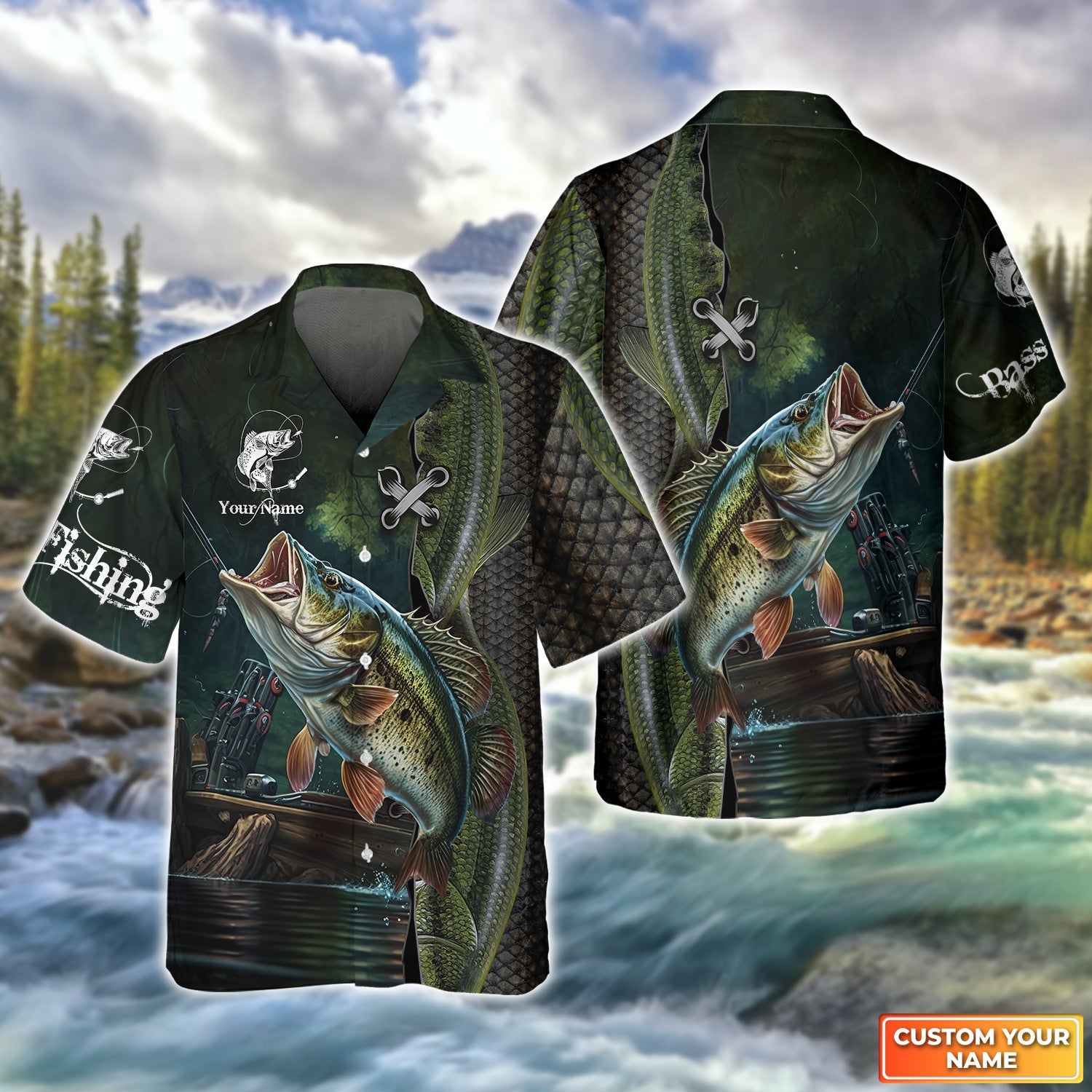Bass Fishing Personalized Name 3D Full Print Shirts 09