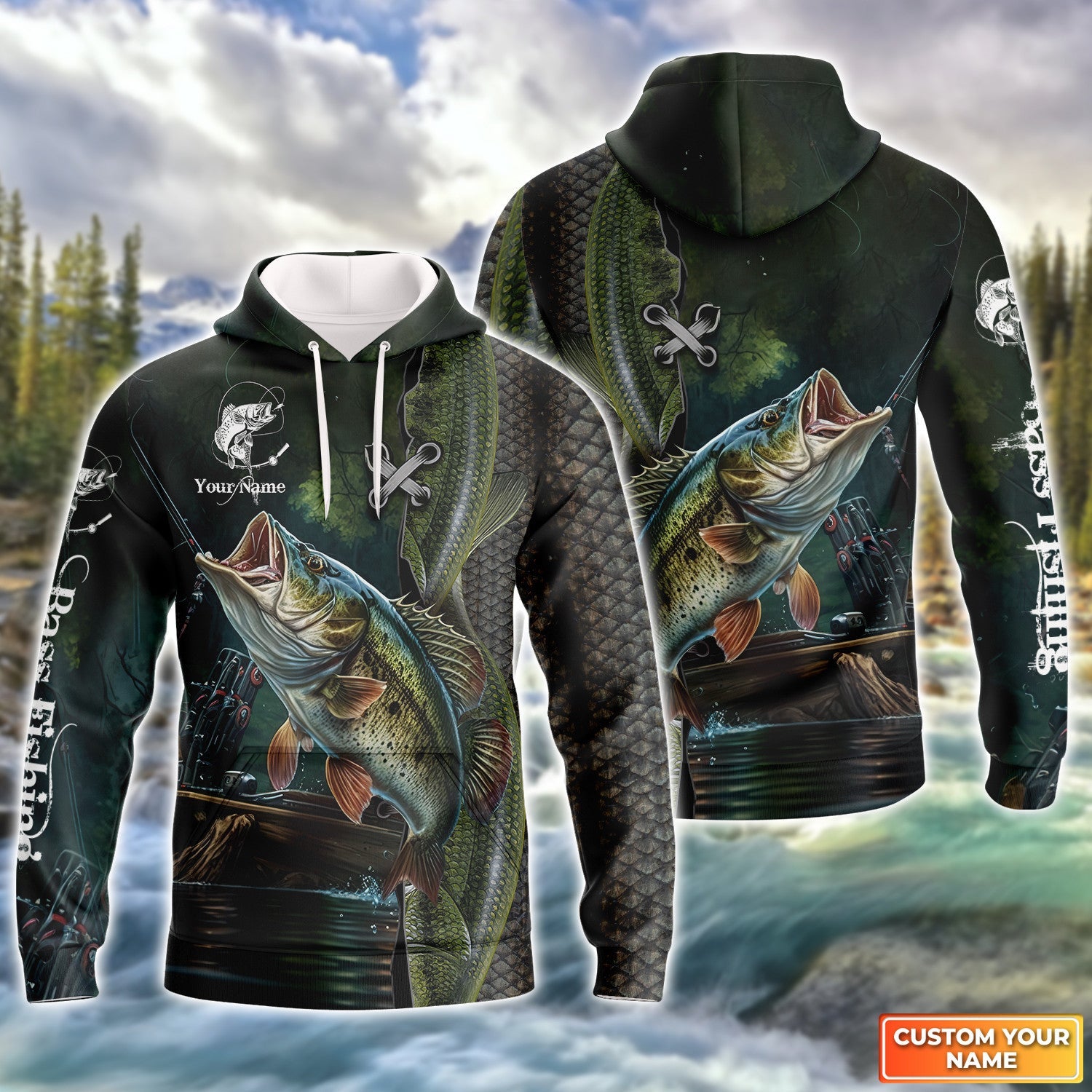 Bass Fishing Personalized Name 3D Full Print Shirts 09