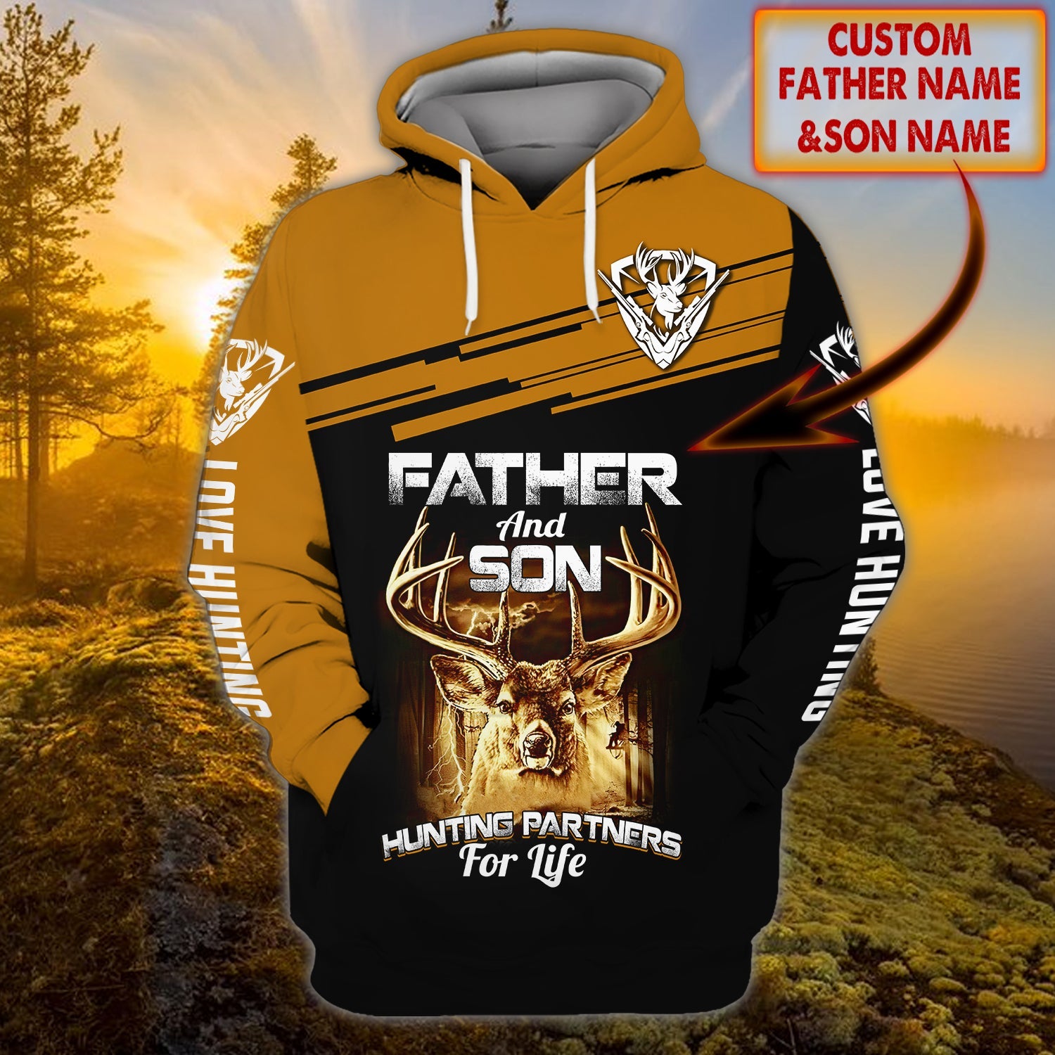 Father And Son Hunting - Personalized Name 3D Hoodie