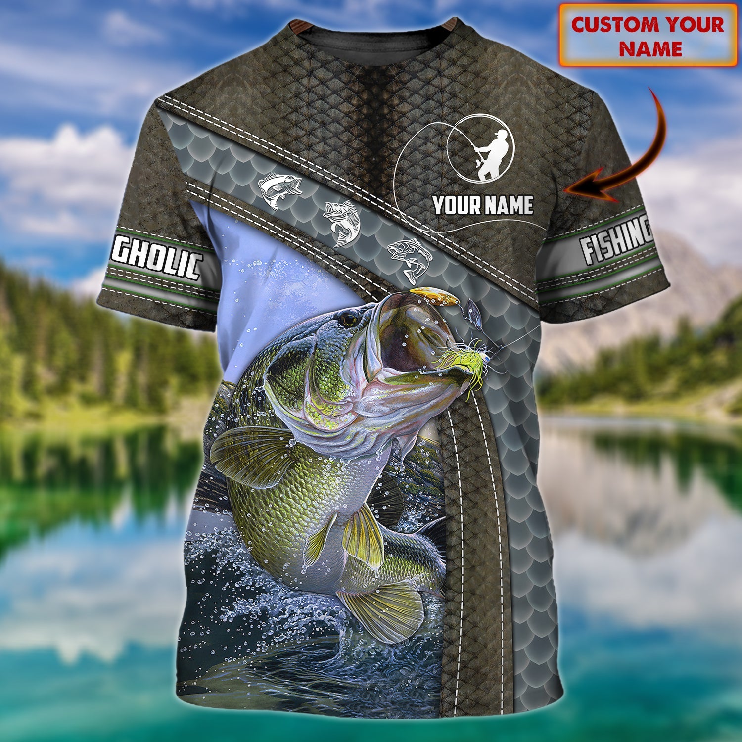 Bass Fishing - Personalized Name 3D Tshirt 90