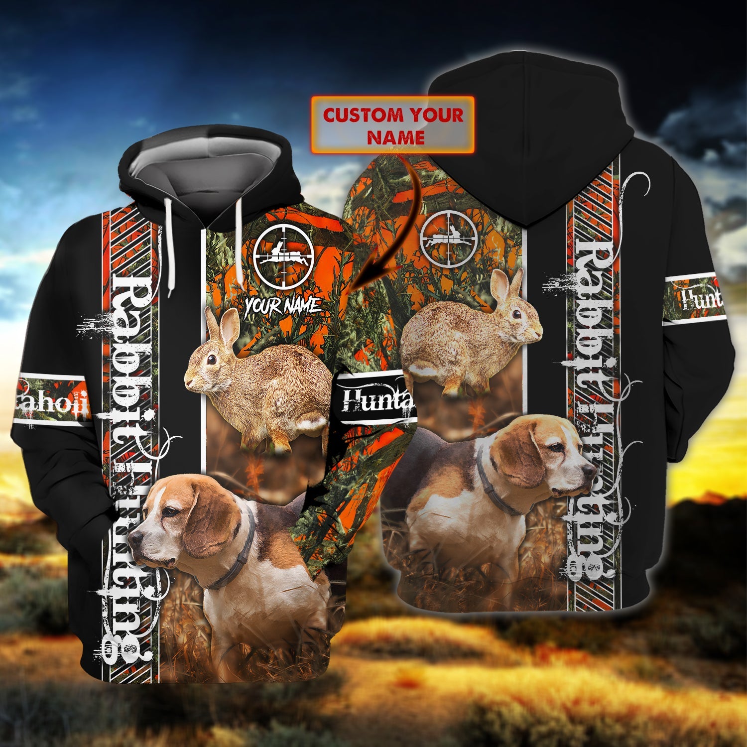 Rabbit Hunting - Beagle - Personalized Name 3D Hoodie 29 - Nvc97