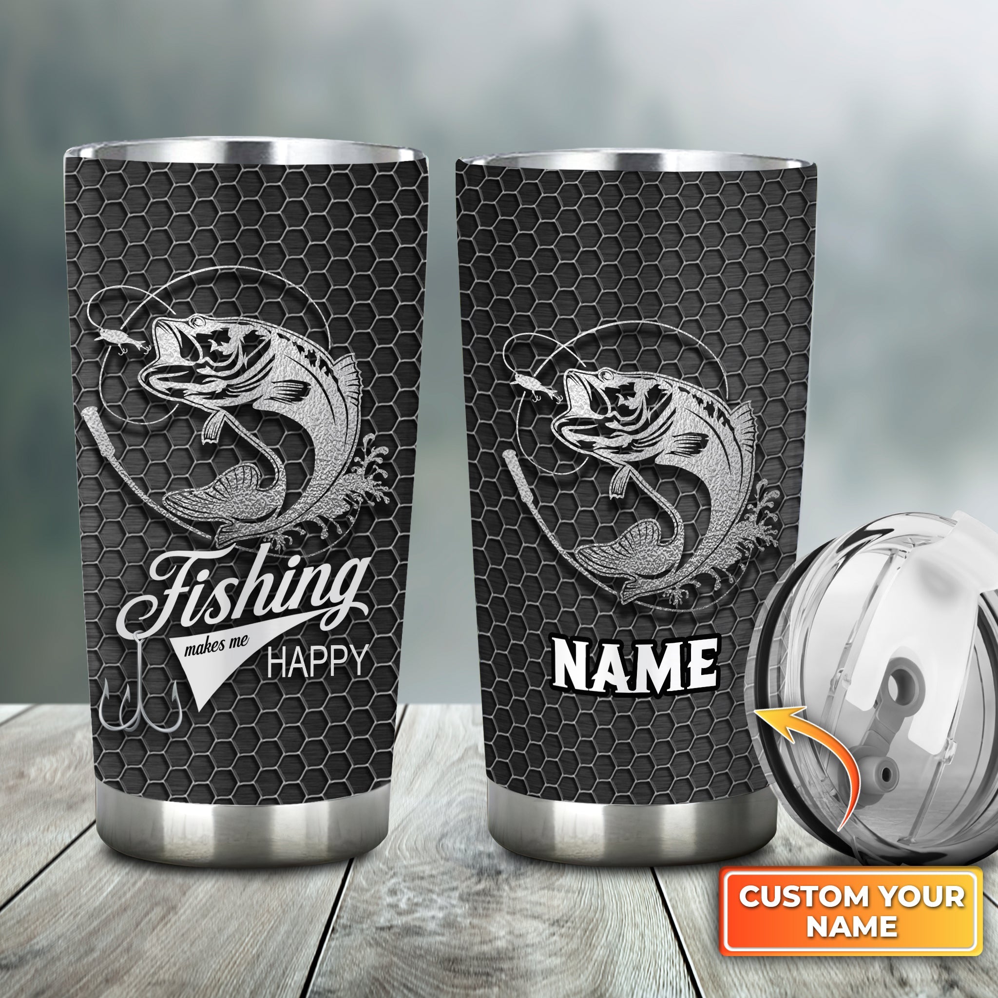 Fishing - Personalized Name Tumbler - Tad 3